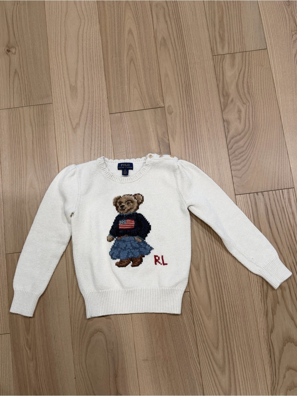 Polo Ralph Lauren WHITE Knit Sweater “Polo Bear Cotton Sweater” - Picture 3 of 8